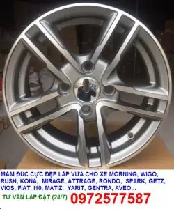 Mâm đúc cực đẹp lắp vừa xe MORNING, WIGO, RUSH, KONA, MIRAGE, ATTRAGE, RONDO, SPARK, GETZ, VIOS, FIAT, I10, MATIZ, YARIT, GENTRA, AVEO