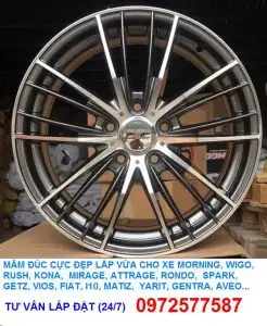 Mâm đúc cực đẹp lắp vừa xe MORNING, WIGO, RUSH, KONA, MIRAGE, ATTRAGE, RONDO, SPARK, GETZ, VIOS, FIAT, I10, MATIZ, YARIT, GENTRA, AVEO