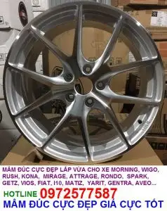 Mâm đúc cực đẹp lắp vừa xe MORNING, WIGO, RUSH, KONA, MIRAGE, ATTRAGE, RONDO, SPARK, GETZ, VIOS, FIAT, I10, MATIZ, YARIT, GENTRA, AVEO
