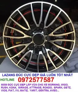 Mâm đúc cực đẹp lắp vừa xe MORNING, WIGO, RUSH, KONA, MIRAGE, ATTRAGE, RONDO, SPARK, GETZ, VIOS, FIAT, I10, MATIZ, YARIT, GENTRA, AVEO