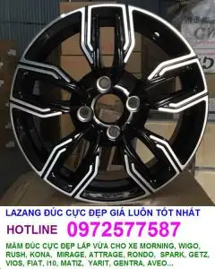 Mâm đúc cực đẹp lắp vừa xe MORNING, WIGO, RUSH, KONA, MIRAGE, ATTRAGE, RONDO, SPARK, GETZ, VIOS, FIAT, I10, MATIZ, YARIT, GENTRA, AVEO