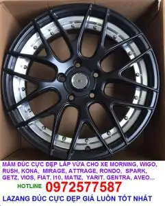 Mâm đúc cực đẹp lắp vừa xe MORNING, WIGO, RUSH, KONA, MIRAGE, ATTRAGE, RONDO, SPARK, GETZ, VIOS, FIAT, I10, MATIZ, YARIT, GENTRA, AVEO