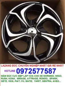 Lazang đúc cực đẹp lắp vừa xe MORNING, WIGO, RUSH, KONA, MIRAGE, ATTRAGE, RONDO, SPARK, GETZ, VIOS, FIAT, I10, MATIZ, YARIT, GENTRA, AVEO
