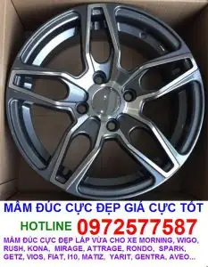 Lazang đúc cực đẹp lắp vừa xe MORNING, WIGO, RUSH, KONA, MIRAGE, ATTRAGE, RONDO, SPARK, GETZ, VIOS, FIAT, I10, MATIZ, YARIT, GENTRA, AVEO